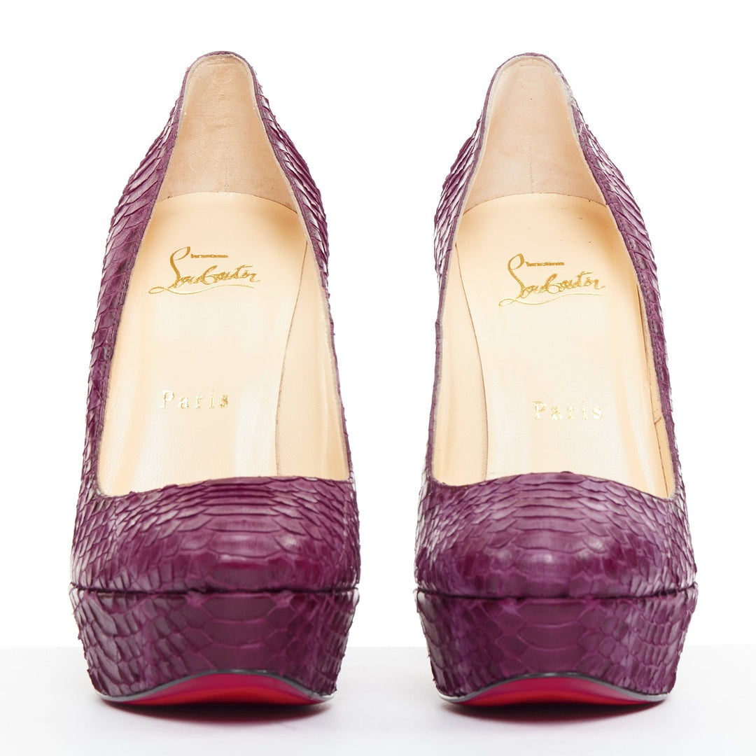 CHRISTIAN LOUBOUTIN Bianca 140 Amethyste purple watersnake platform pumps EU37