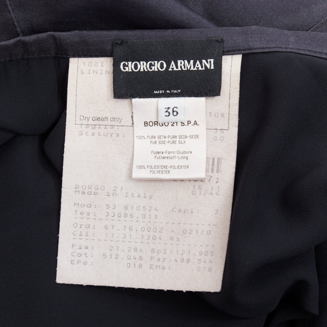 GIORGIO ARMANI 100% silk navy inverted pleats A-line flared skirt IT36 XXS