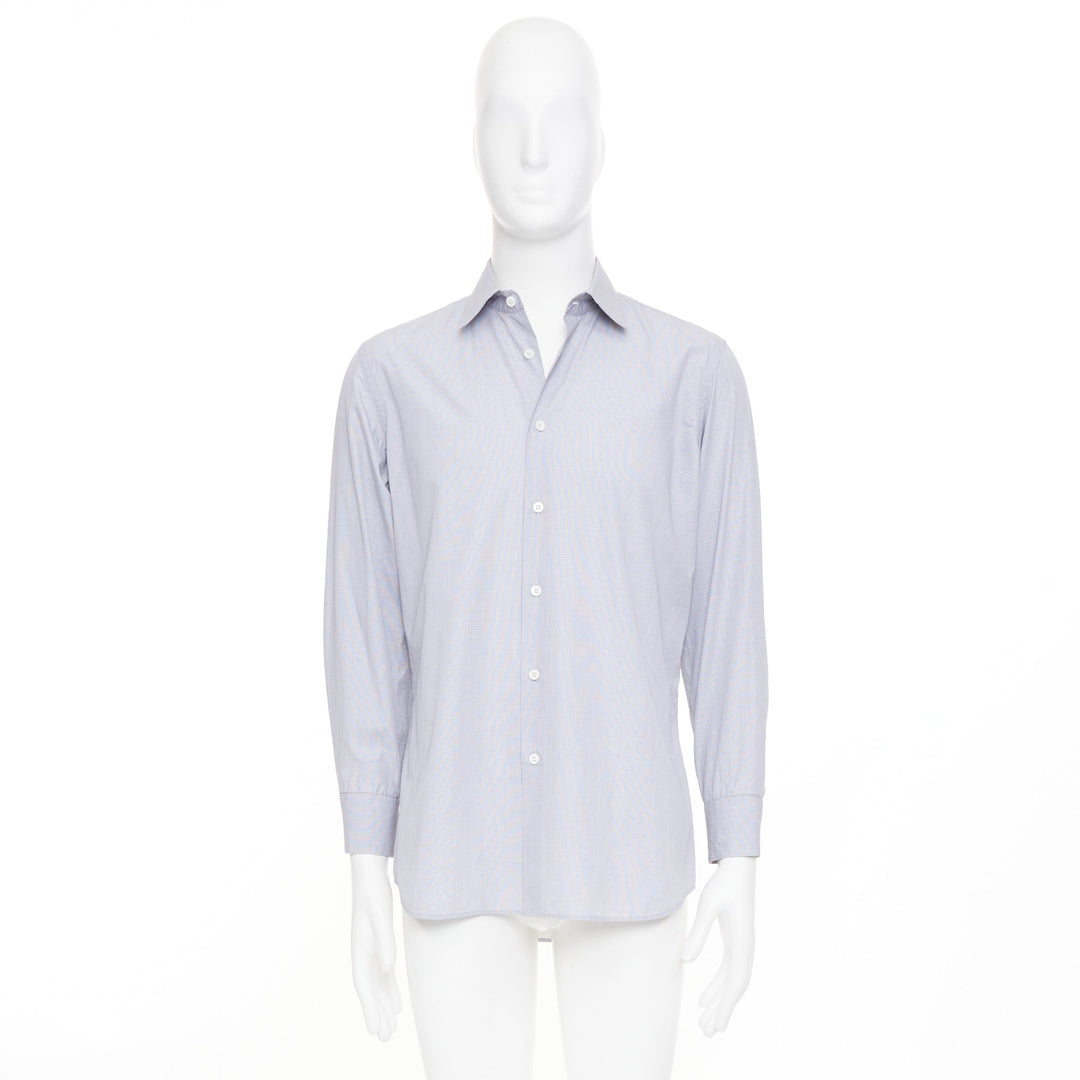 PRADA grey cotton micro checks long sleeve tailored formal collared shirt EU39 M