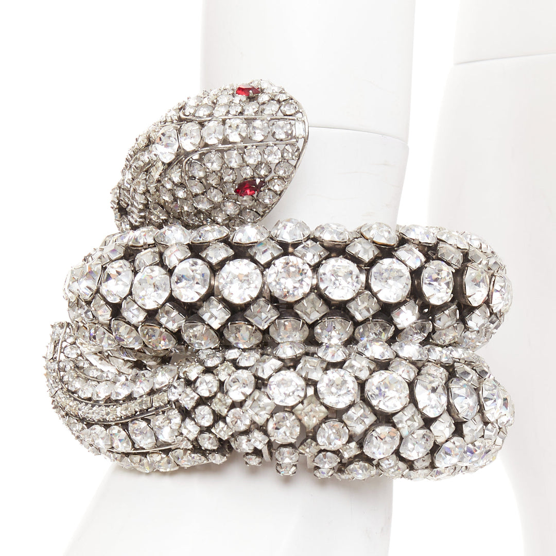 rare IRADJ MOINI hand set clear Swarovski crystal serpent coil wrap bracelet