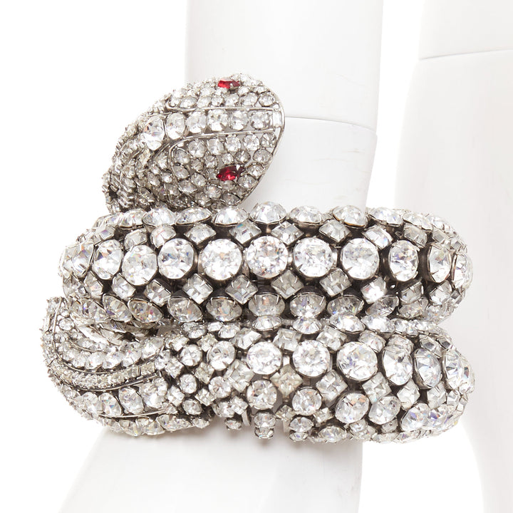 rare IRADJ MOINI hand set clear Swarovski crystal serpent coil wrap bracelet