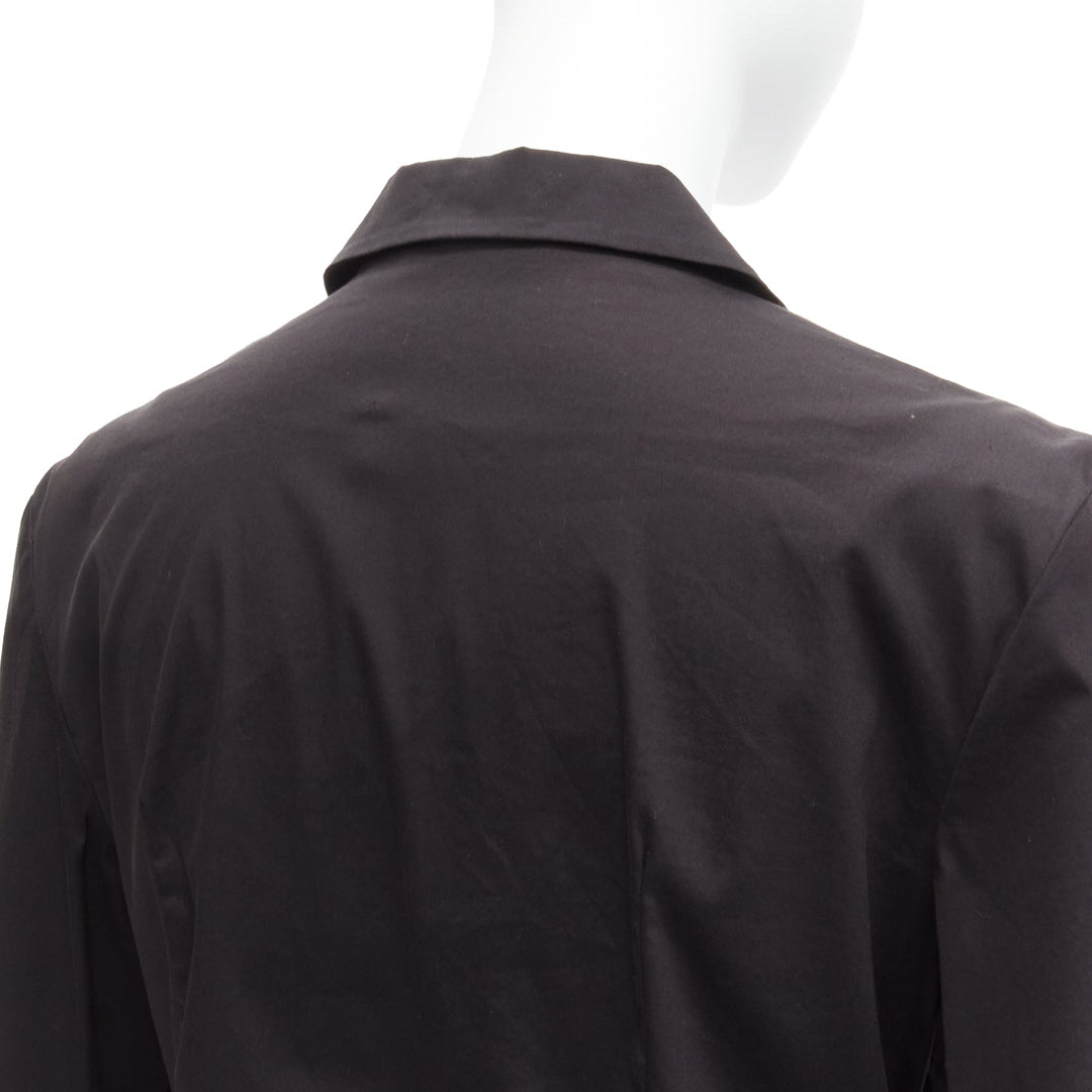 PRADA Vintage charcoal black lapels dared minimal classic dress shirt IT46 XL