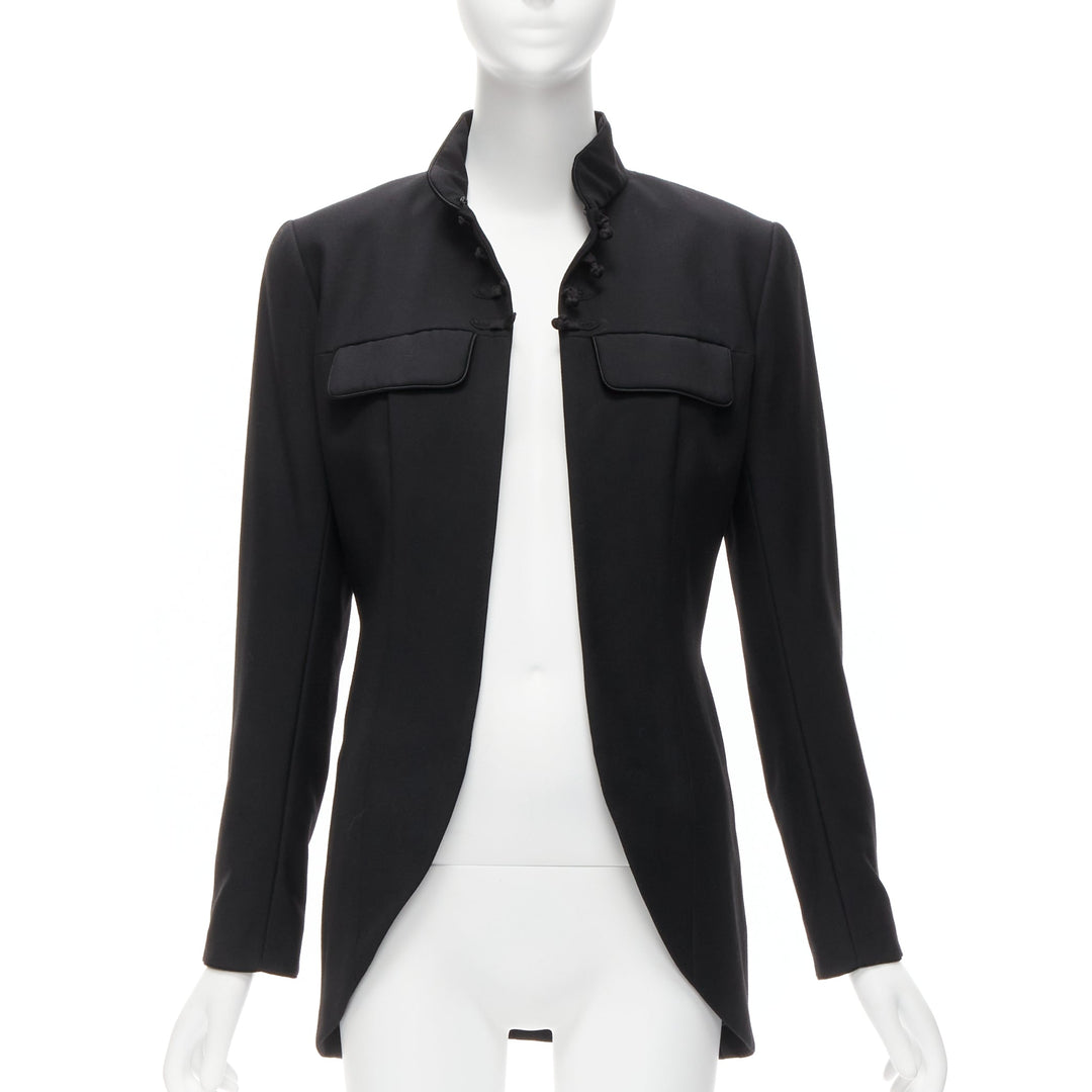 CHRISTIAN DIOR John Galliano 1999 Runway black Mao Mandarin collar jacket FR38 M