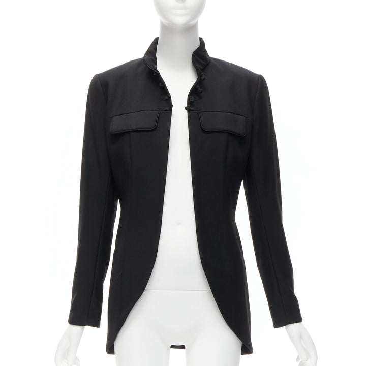 CHRISTIAN DIOR John Galliano 1999 Runway black Mao Mandarin collar jacket FR38 M