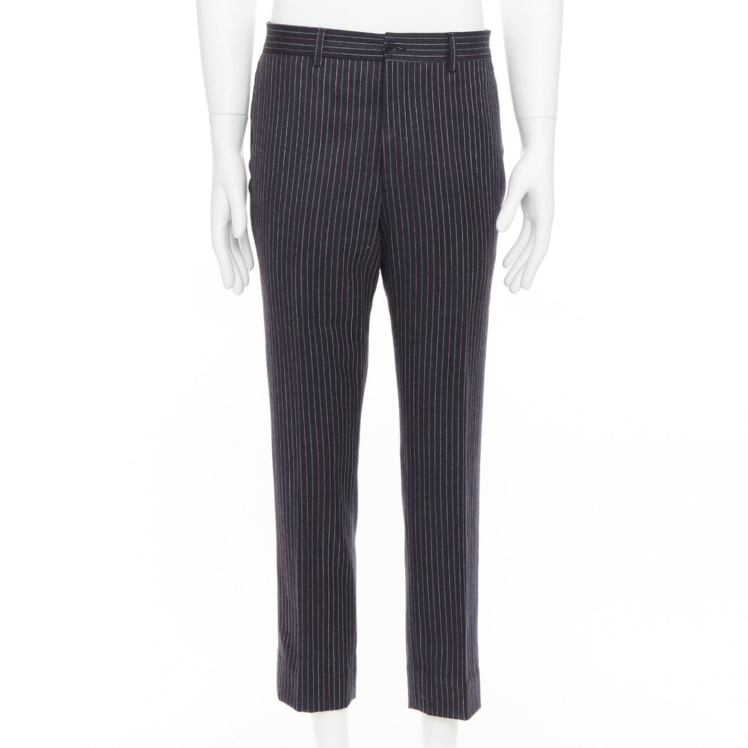 ETRO grey pink pinstripe wool cashmere single breasted blazer pants set IT52 XL