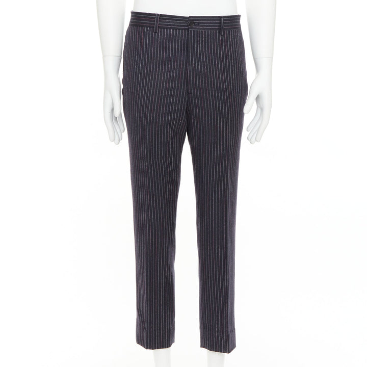 ETRO grey pink pinstripe wool cashmere single breasted blazer pants set IT52 XL