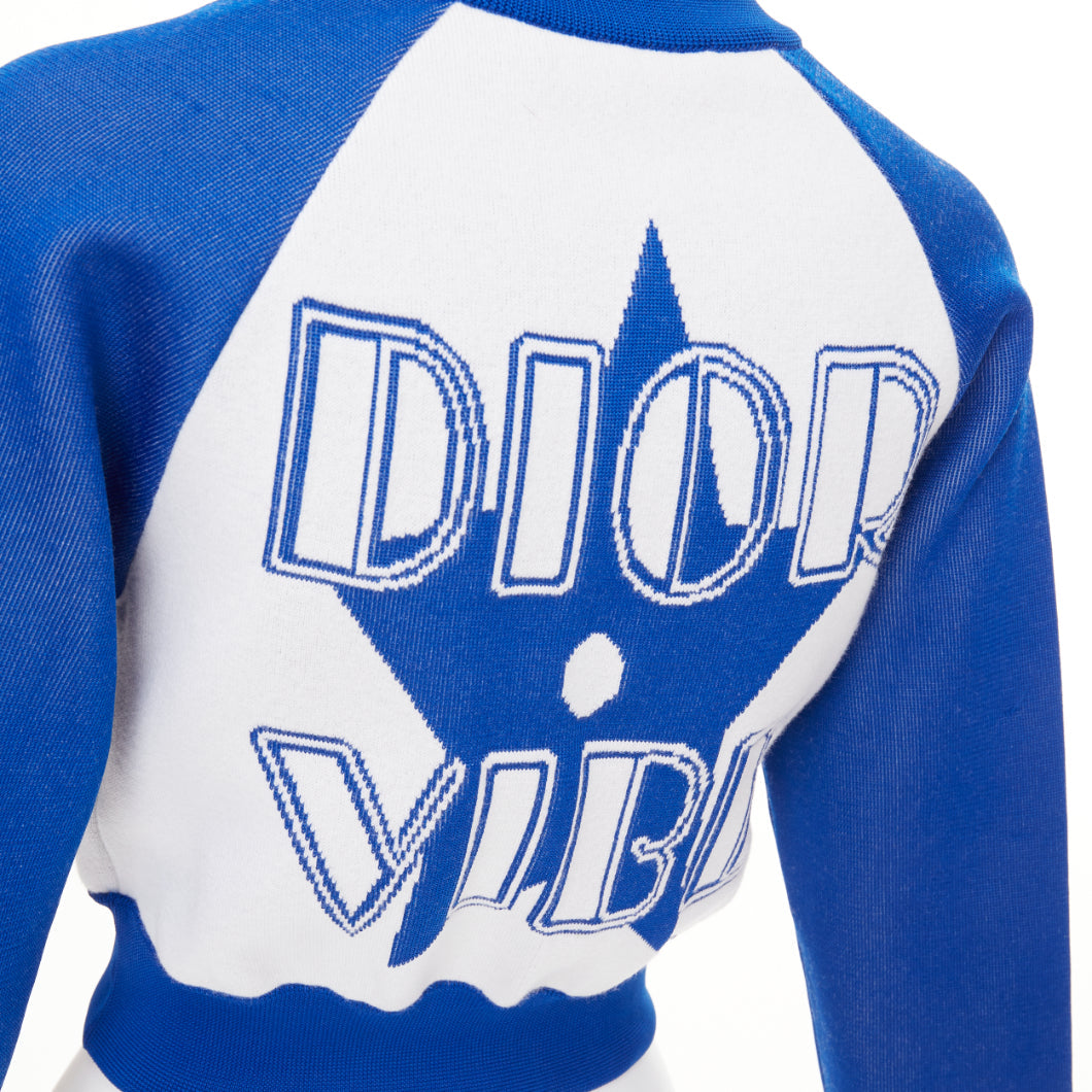 DIOR 2022 Vibe white electric blue big logo star back crop track jacket FR34 XS
