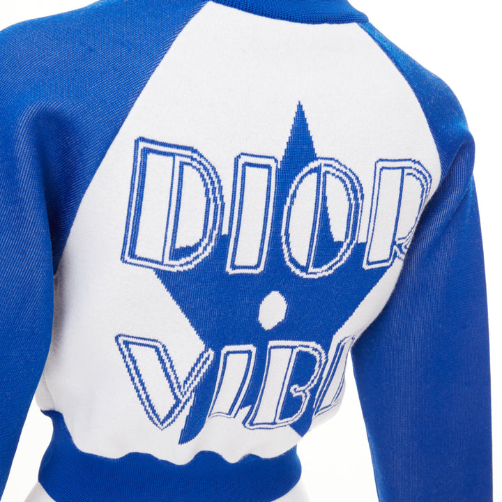 DIOR 2022 Vibe white electric blue big logo star back crop track jacket FR34 XS