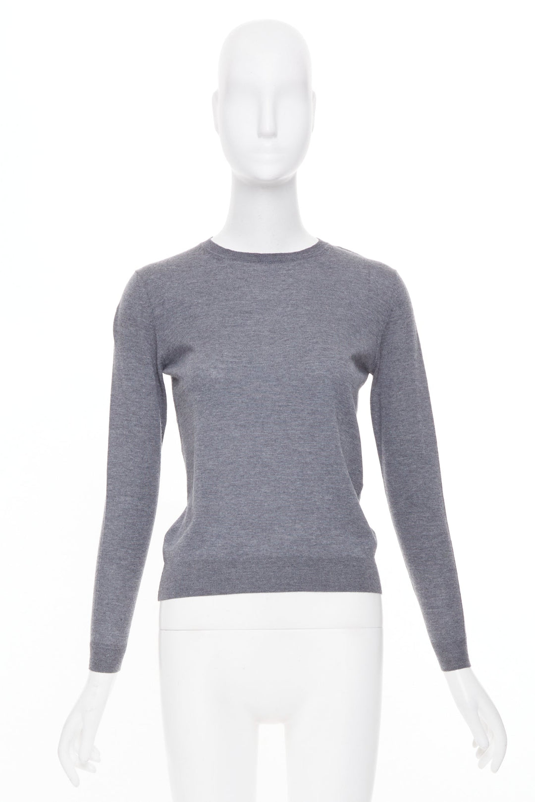 STELLA MCCARTNEY 2016 grey virgin wool fine knit crew sweater IT34 XXS