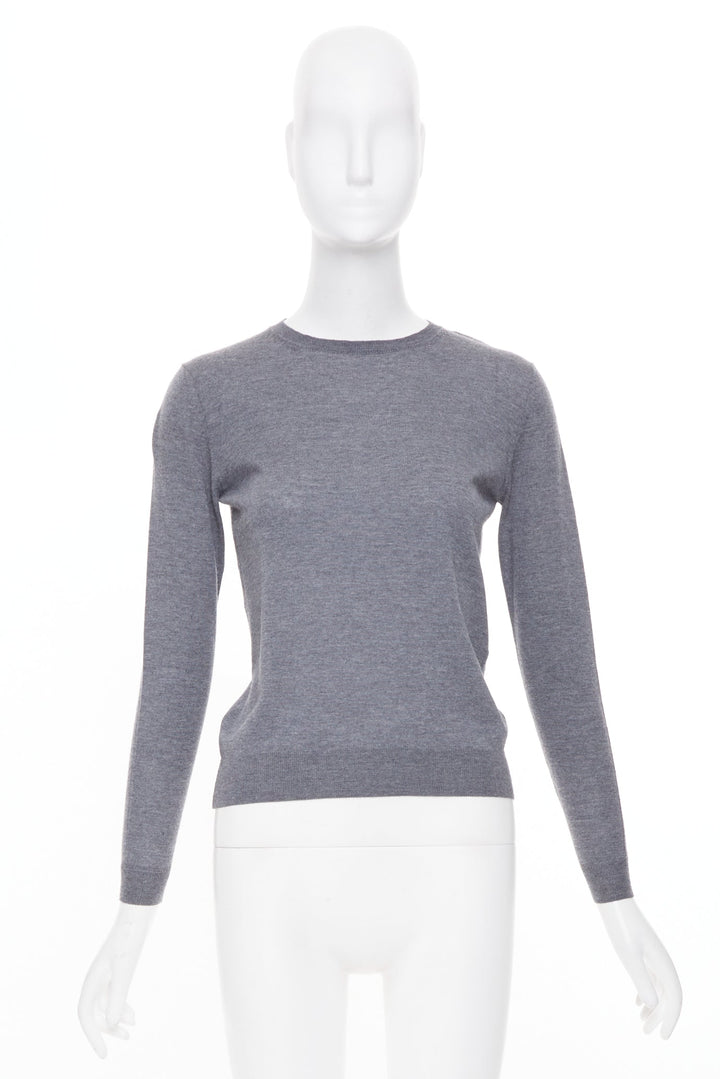 STELLA MCCARTNEY 2016 grey virgin wool fine knit crew sweater IT34 XXS