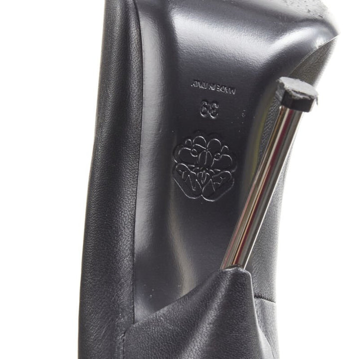 ALEXANDER MCQUEEN black pearl metal embellished stiletto pumps EU39 US9