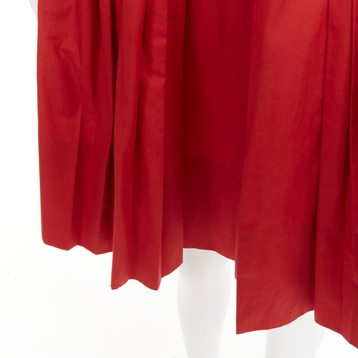 GUCCI 2007 Vintage brick red coton poplin pleated high waist knee skirt IT 38 M