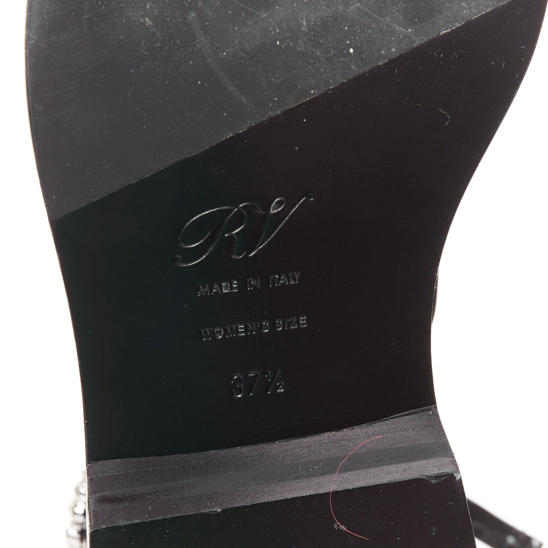 ROGER VIVIER 2020 Viv Rangers black velvet crystal buckle combat boots EU37.5