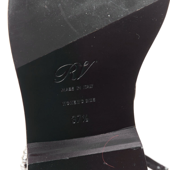 ROGER VIVIER 2020 Viv Rangers black velvet crystal buckle combat boots EU37.5