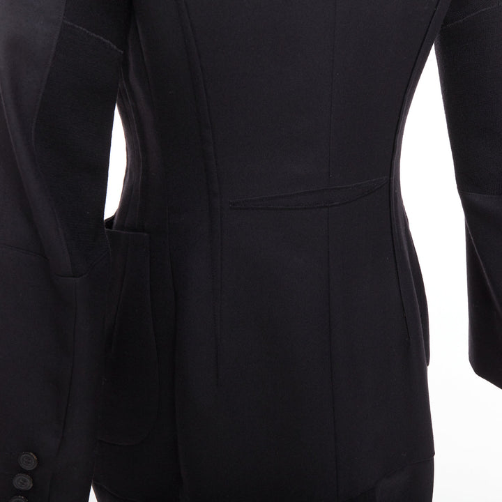 JUNYA WATANABE 2012 Runway black wool deconstruced panelled long fitted coat S