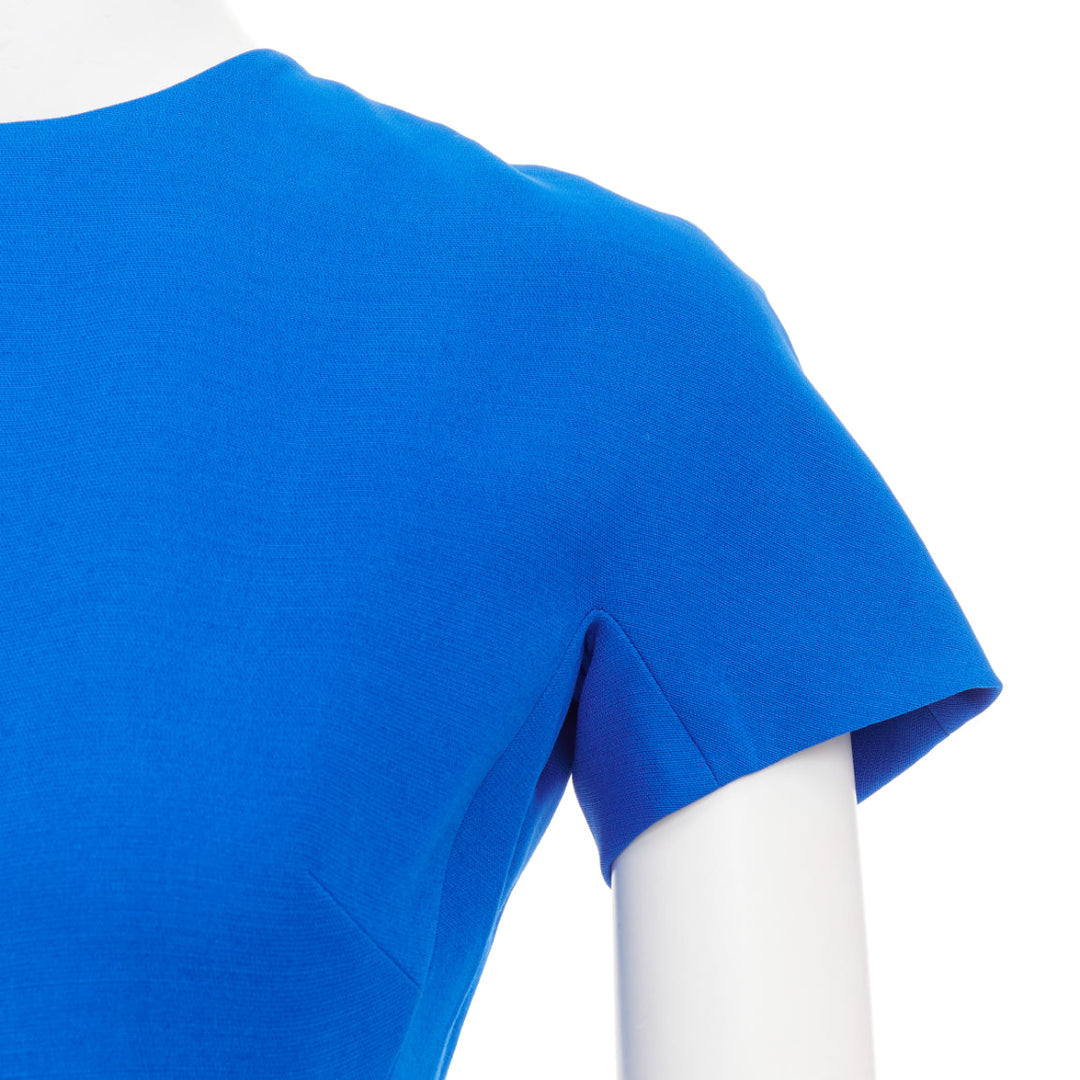 VICTORIA BECKHAM cobalt blue silk structured cap sleeve cocktail dress UK8 S