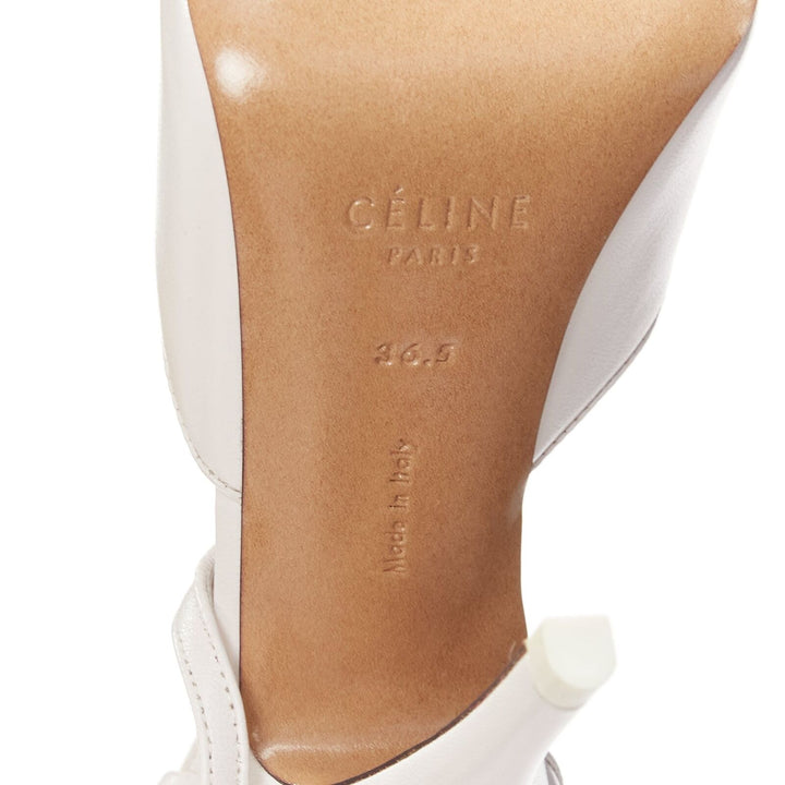 CELINE Phoebe Philo 2018 Night Out white leather T strap ankle pumps EU36.5