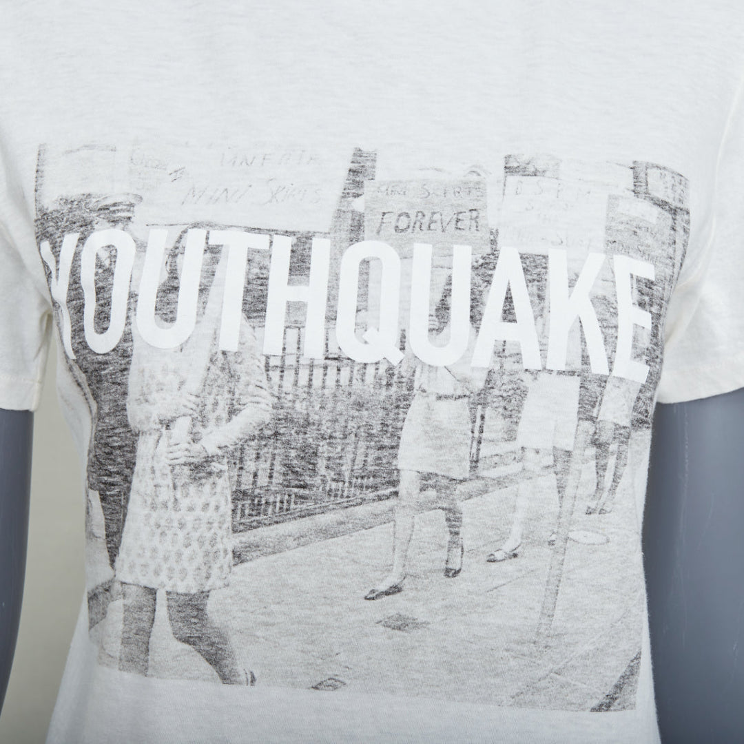 CHRISTIAN DIOR 2018 Runway Youthquake graphic print cotton linen tshirt XS