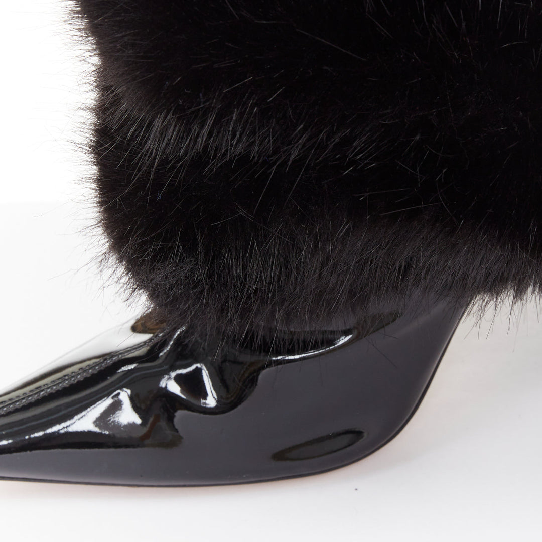ALEXANDRE VAUTHIER COUTURE 2023 Runway black faux fur tall stiletto boots EU40