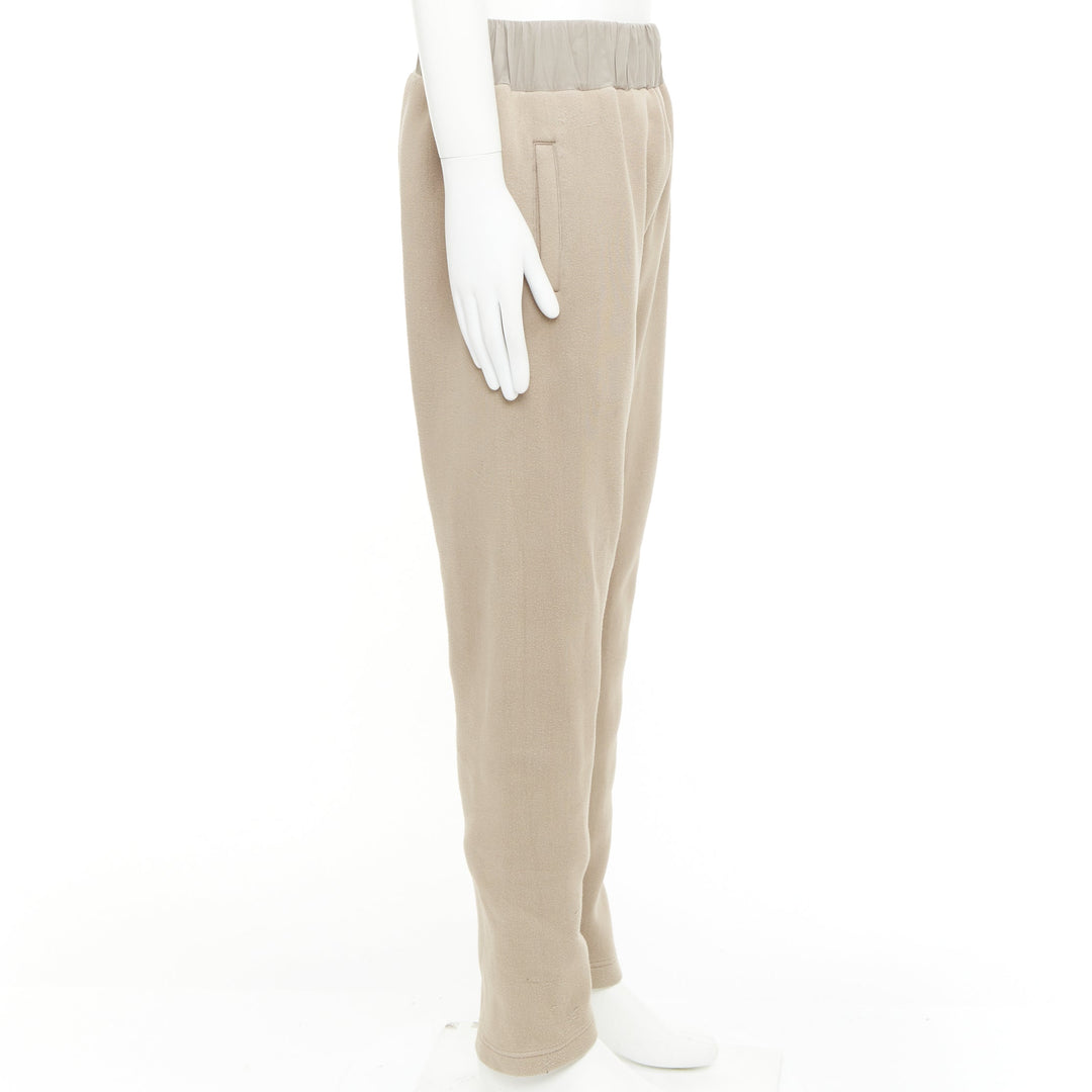 BOTTEGA VENETA beige contrast waistband elastic jogger pants IT48 M