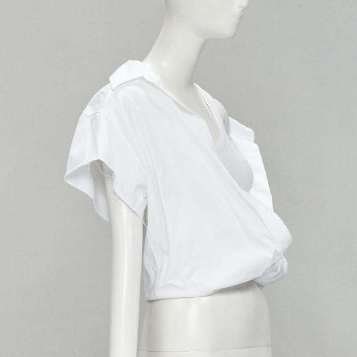 ALEXANDER WANG white illusion ribbed tank top wrap oversized shirt layered top S