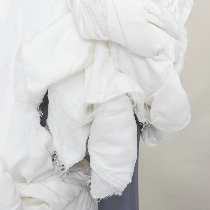 rare COMME DES GARCONS 2019 Runway white frayed cotton knotted bundle jacket XS