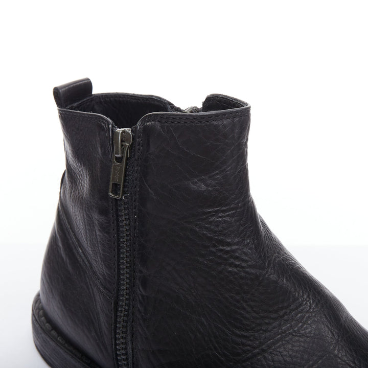 ANN DEMEULEMEESTER black leather double zip flat ankle boots EU40.5