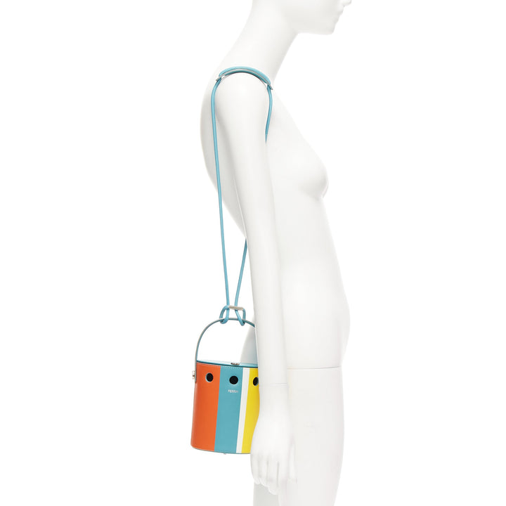 PERRIN Le Mini Seau multicolor colorblock silver logo bucket shoulder bag