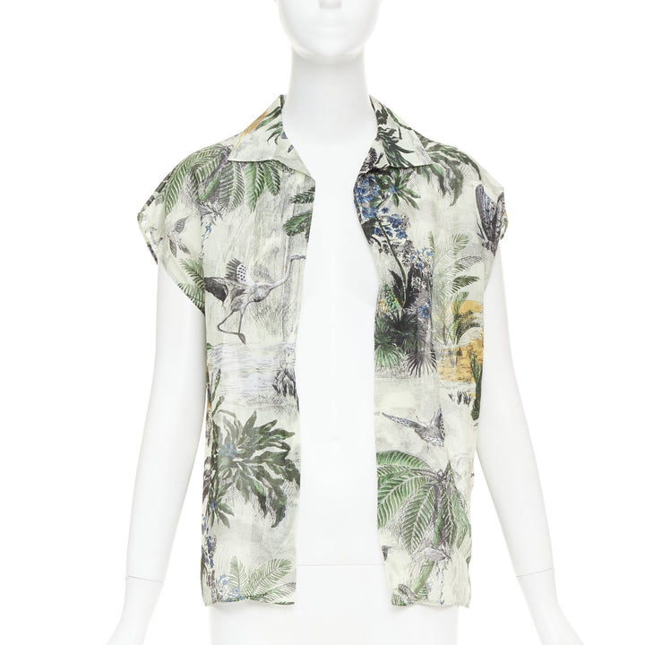 DIOR Dioriviera  Toile de Jouy Palms forest animal print cotton shirt FR36 S