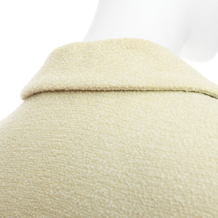 CHANEL 94P Vintage mint green boucle wool chain buttons cropped jacket FR42 XL