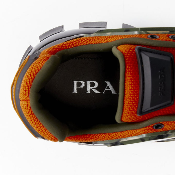 rare PRADA Cloudbust Thunder orange green camo sneaker UK9.5 EU43.5