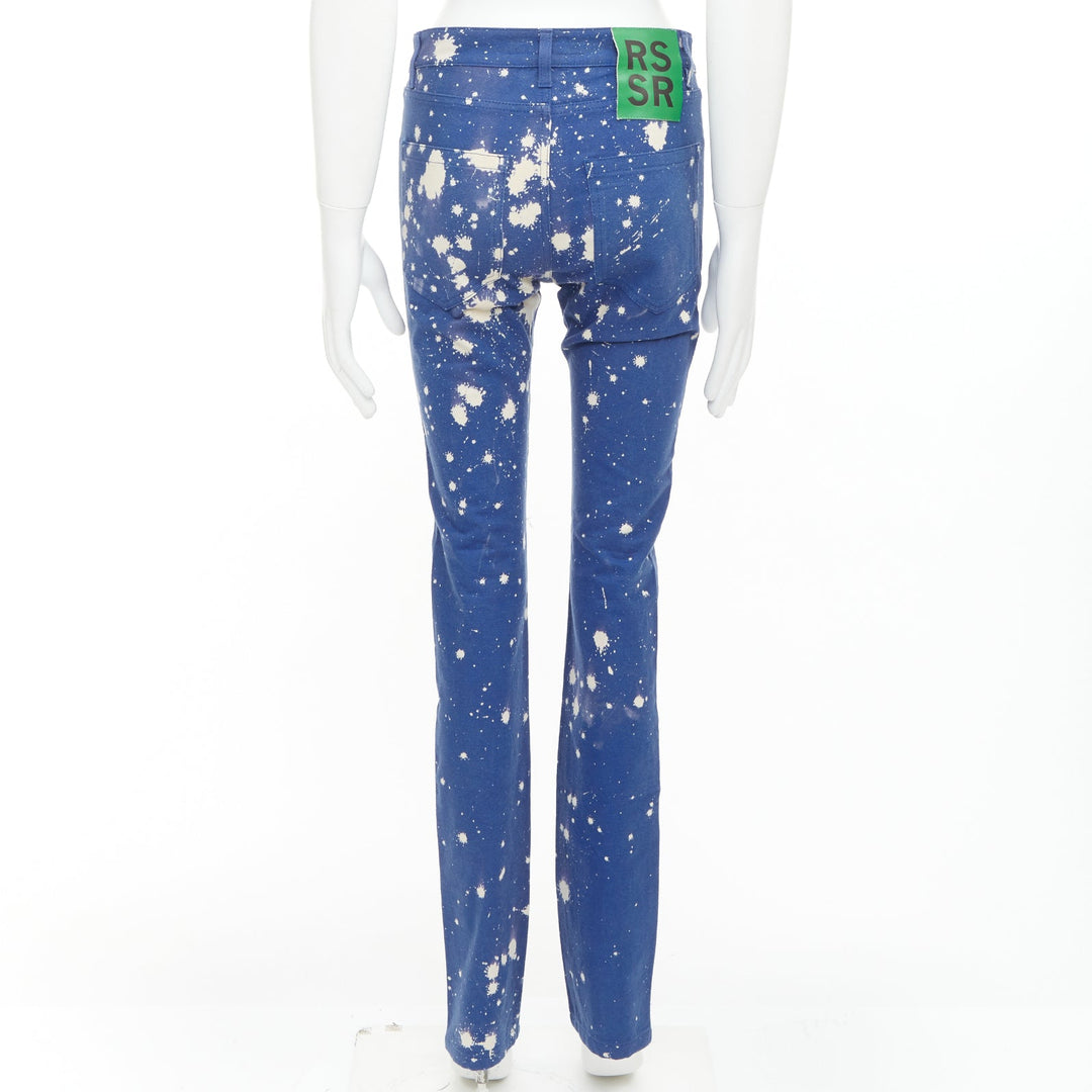 RAF SIMONS Sterling Ruby 2014 Limited blue splash bleach dye skinny jean IT44 XS