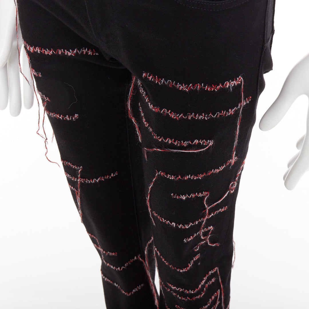DIOR HOMME 2016 Runway black red white stitch cropped jeans 30" Lil Uzi Vert