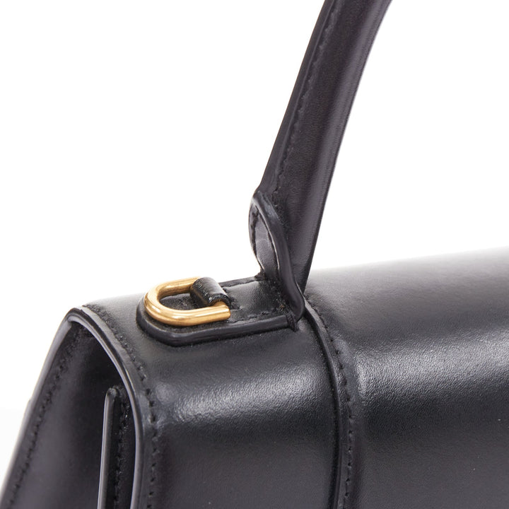 BALENCIAGA 2019 Demna Hourglass Small black smooth leather B flap bag