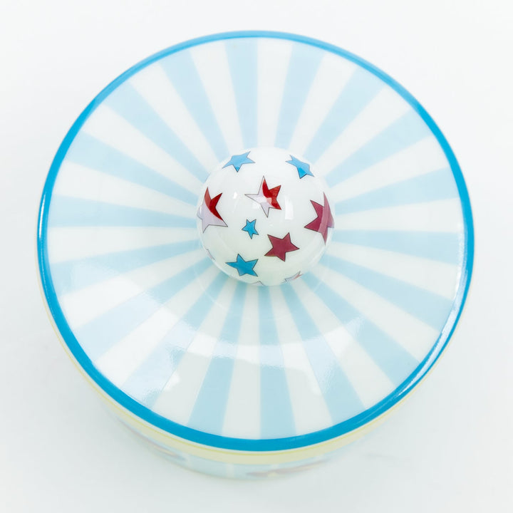 RHERMES Circus Round Box blue yellow white star balls porcelain container