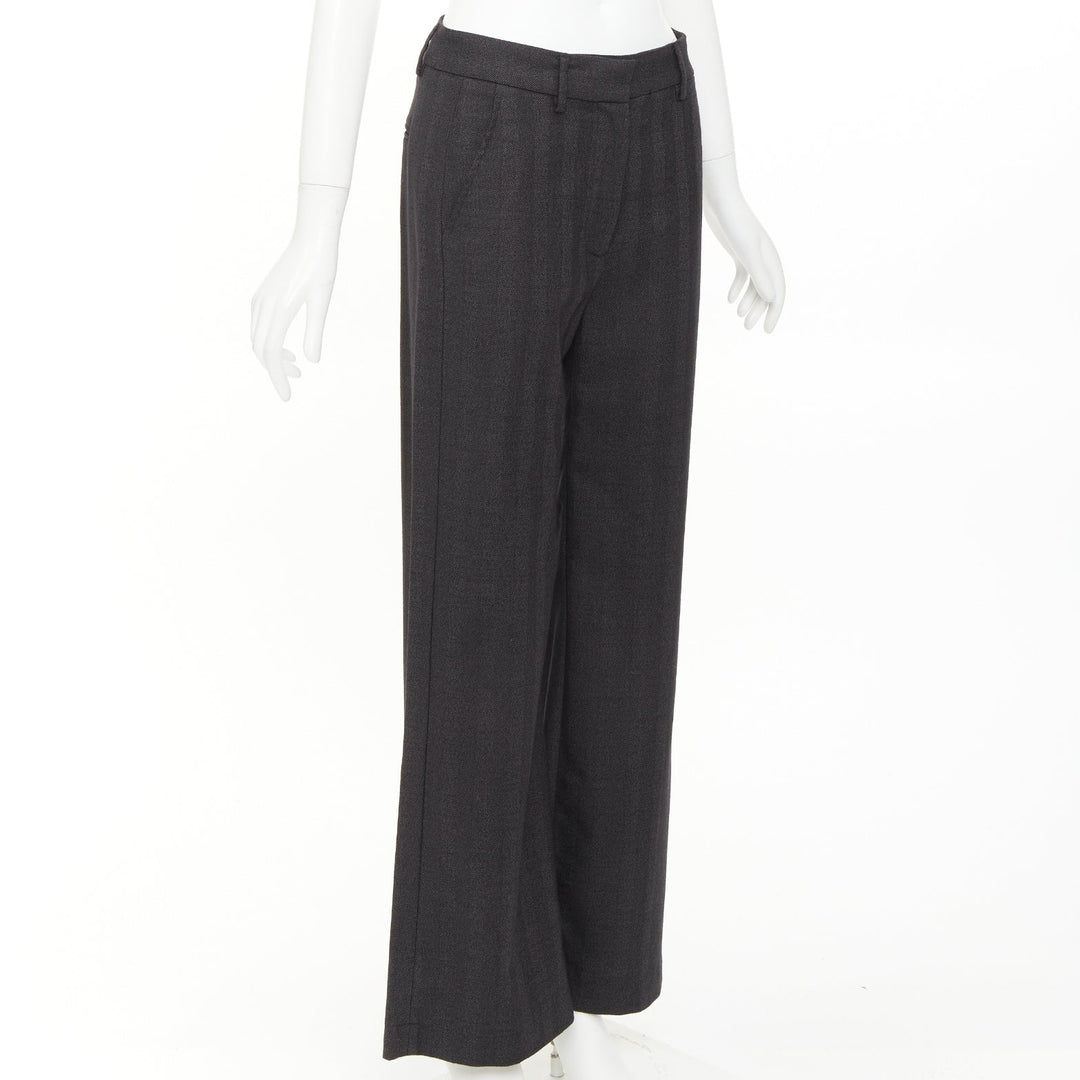 BARENA VENEZIA grey herringbone wool mid waist wide cropped trousers IT40 S