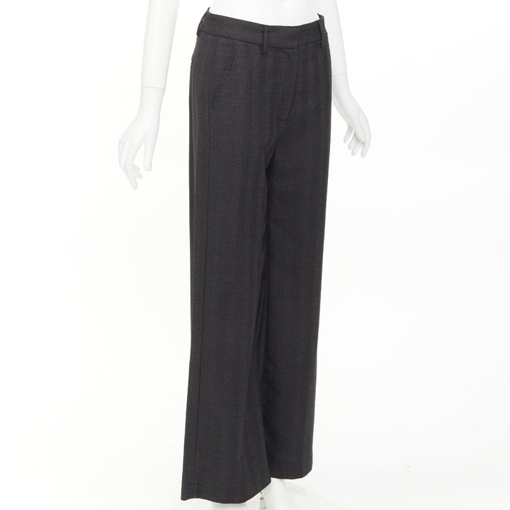 BARENA VENEZIA grey herringbone wool mid waist wide cropped trousers IT40 S