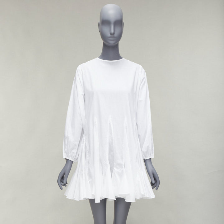 RHODE Ella white cotton long sleeve flutter hem tent dress XS