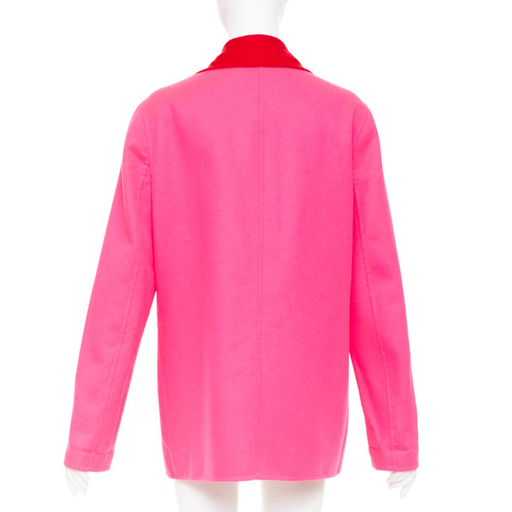 VERSACE pink red colorblock contrast lapel gold Medusa double breasted coat L
