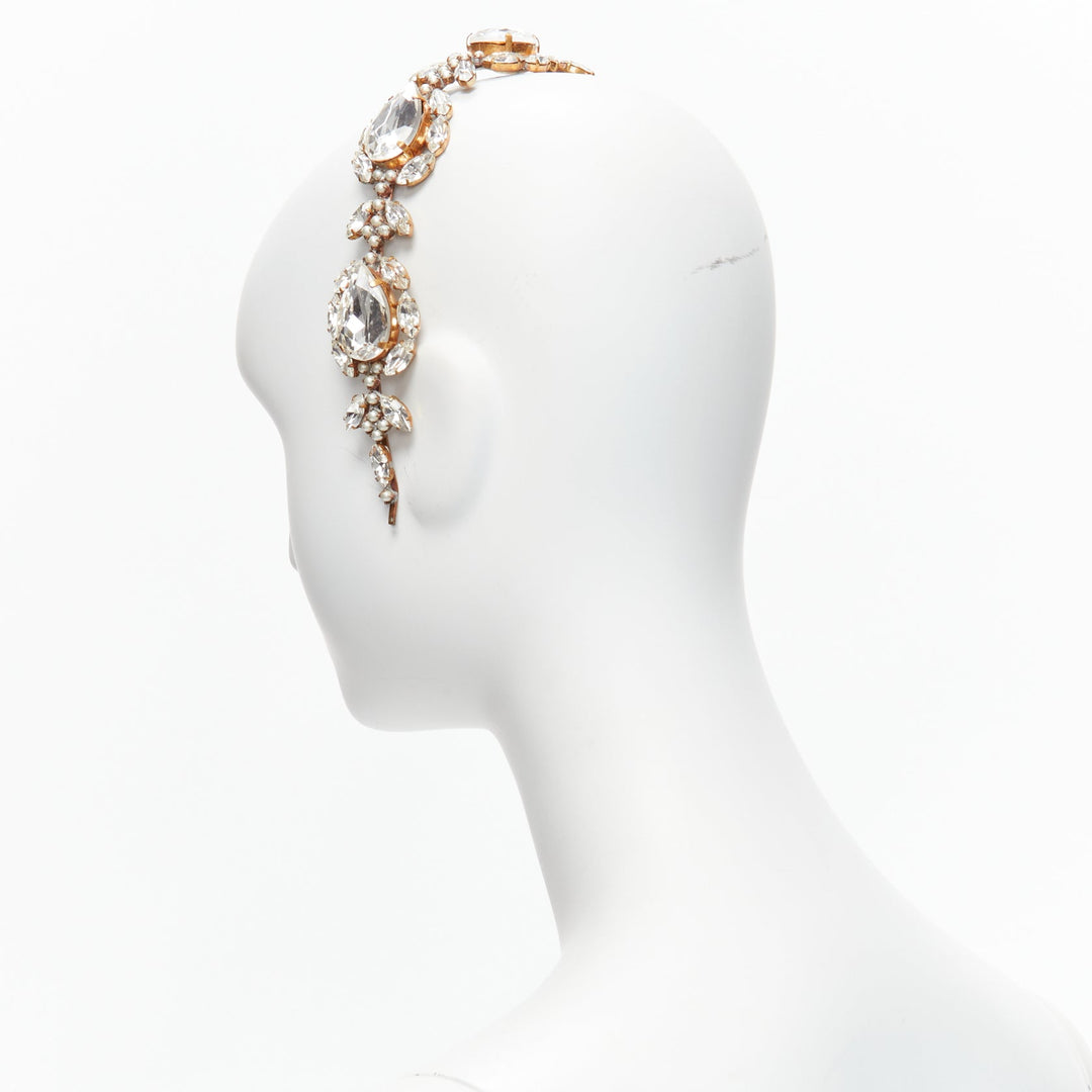 rare MEADHAM KIRCHHOFF Lilien Czech Runway crystals pearl bronze alice headband