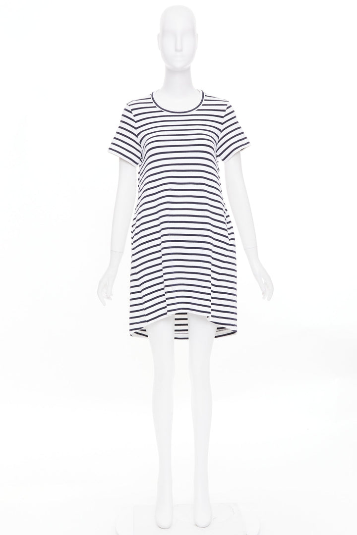 SACAI 2018 striped cut out back poplin panel asymmetric apparel dress JP2 M