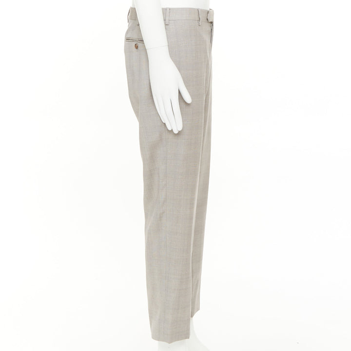 HERMES beige wooly high waisted flat front cropped trousers IT52 XL