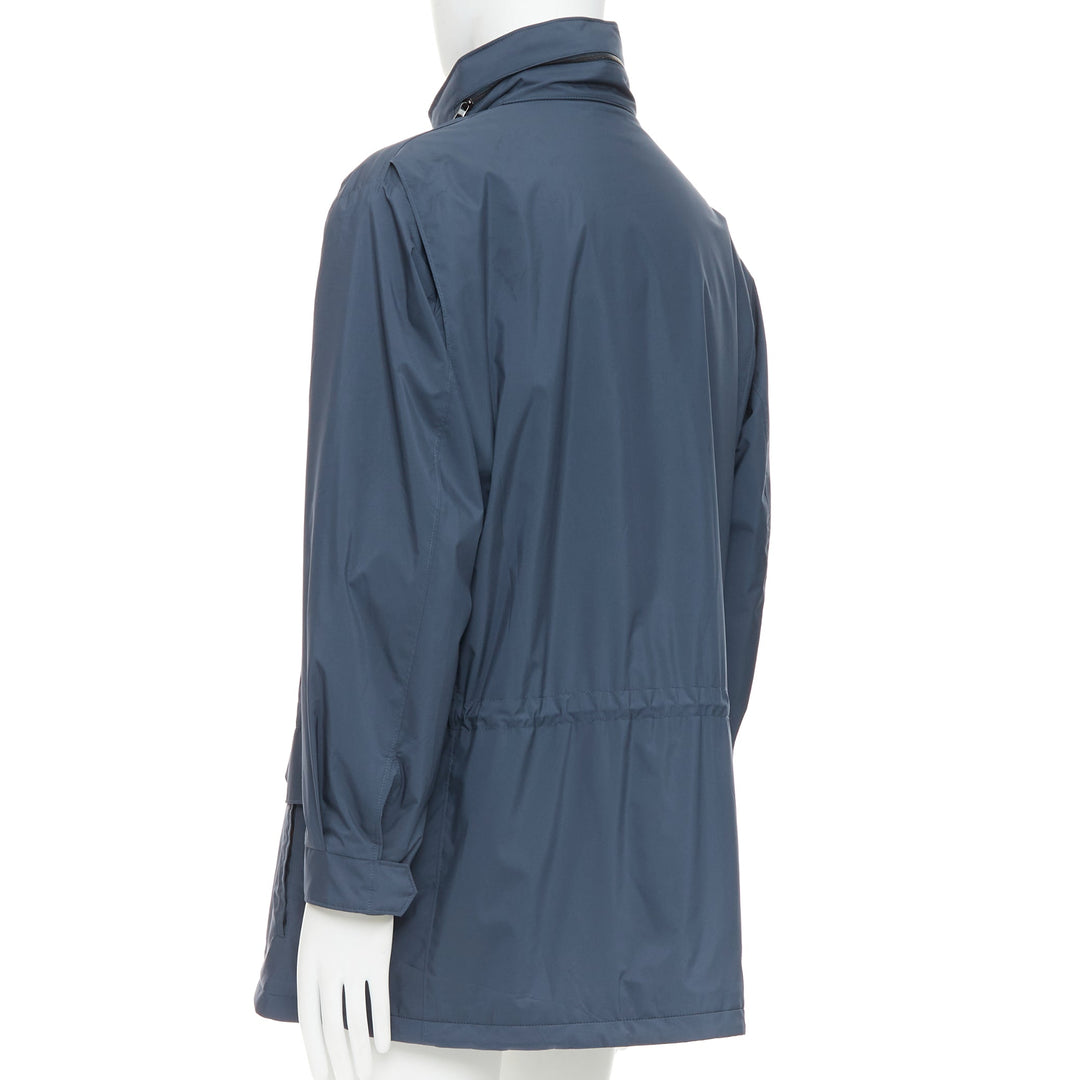LORO PIANA Traveller navy windtech light 100% cashmere lined coat IT58 4XL