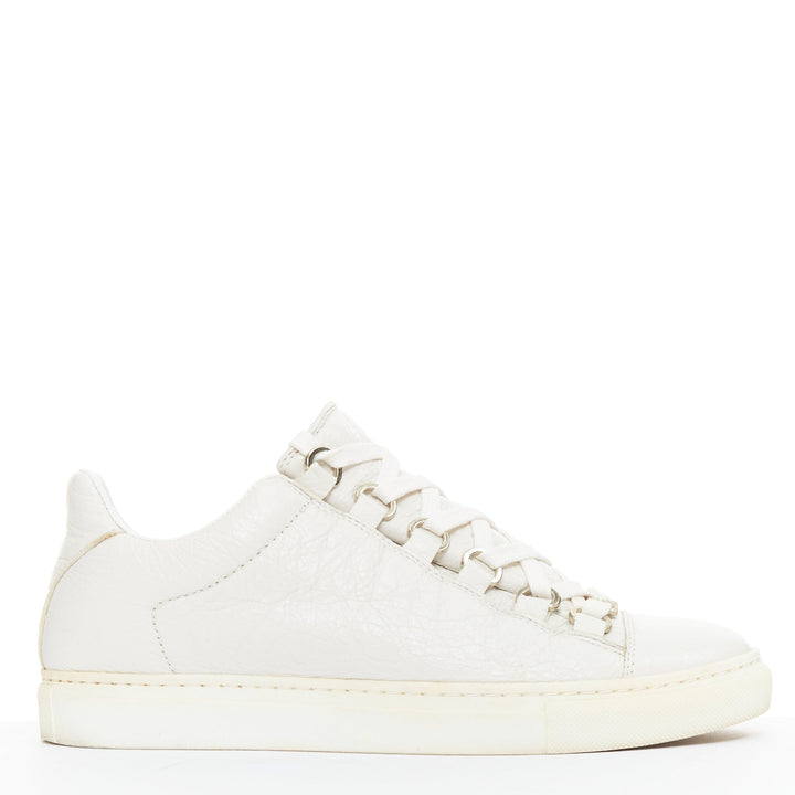 BALENCIAGA Arena off white grained leather lace up sneakers EU35