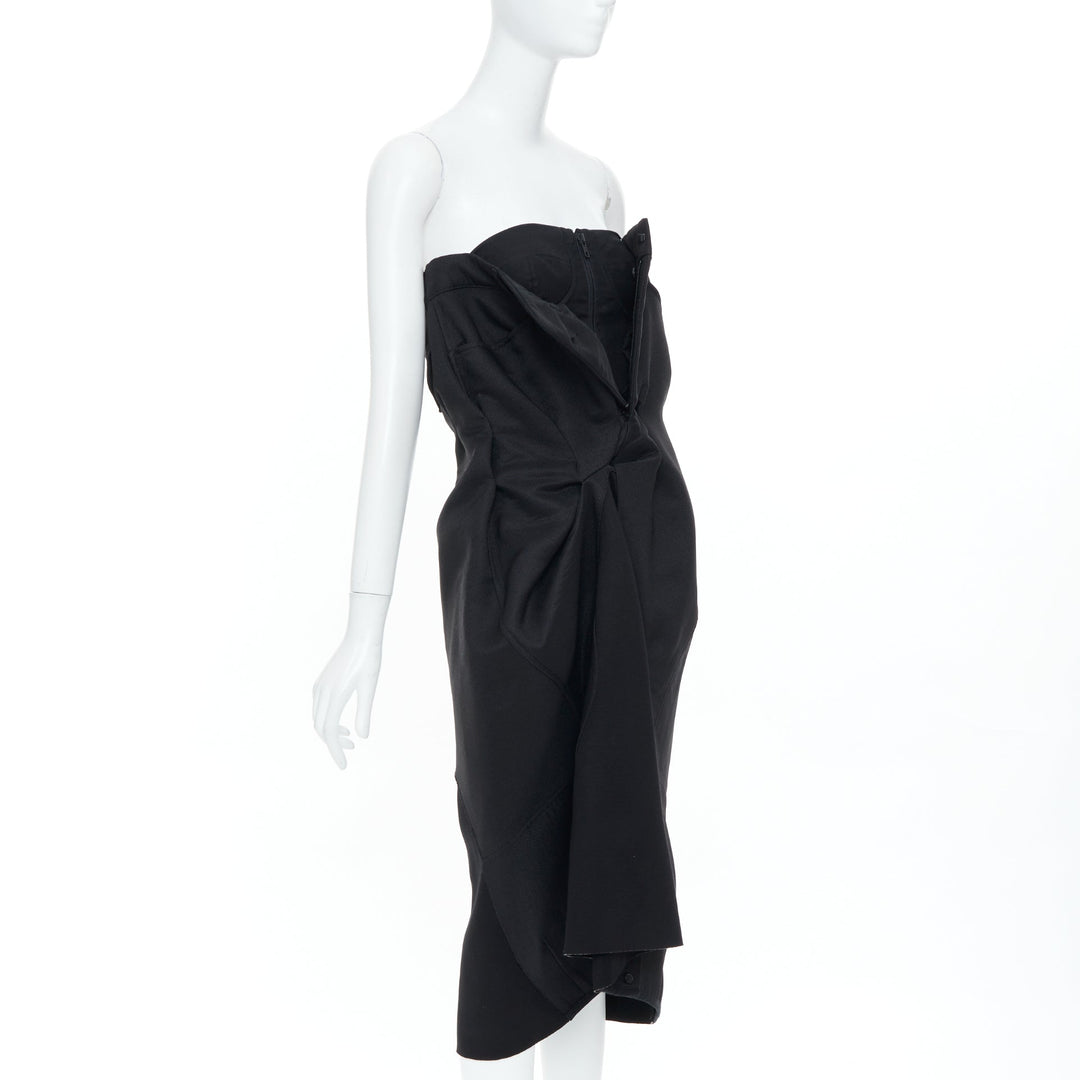 MAISON MARGIELA 2019 black deconstructed bustier strapless dress IT40 S