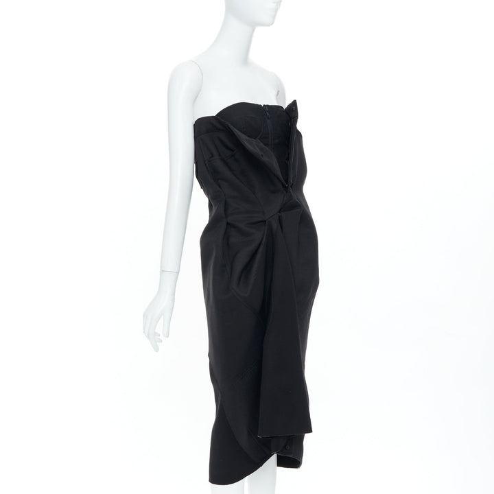MAISON MARGIELA 2019 black deconstructed bustier strapless dress IT40 S