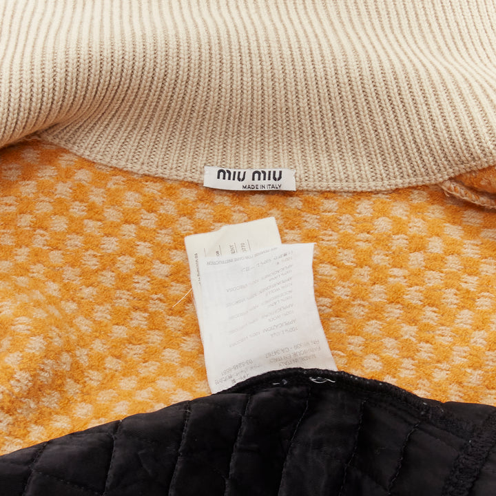 MIU MIU 2001 Vintage Runway wool logo abstract print quilted jacket IT40 S