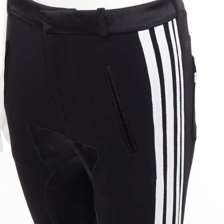 BALENCIAGA 2007 black white striped panelled bicycle inspired pants FR36 S