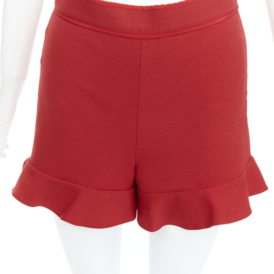 RED VALENTINO red ruffle hem high waisted shorts IT38 XS