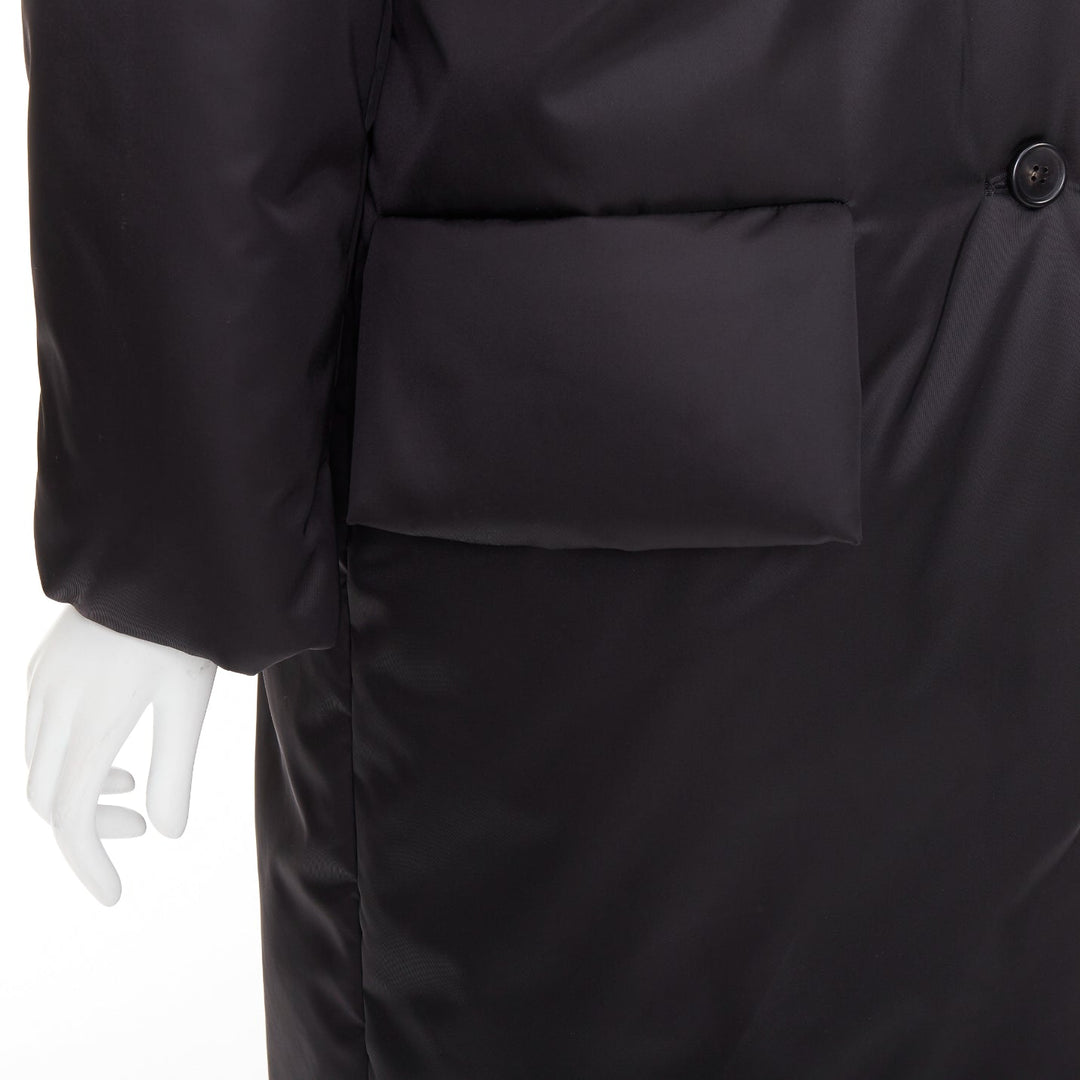 PRADA 2022 Re-Nylon black silver logo flap pocket technical puffer coat IT36 XXS